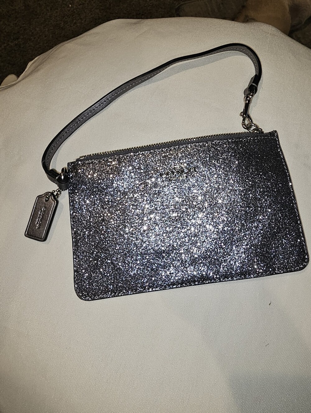 Like New Coach Glitter Wristlet in Silver